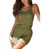 imageCUPSHE Women Bathing Suit Crochet Cover Up Hollow Out Swimsuit Beach Summer Dress Coverups 2025Dark Green