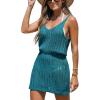 imageCUPSHE Women Bathing Suit Crochet Cover Up Hollow Out Swimsuit Beach Summer Dress Coverups 2025Eucalyptus Blue