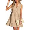 imageCUPSHE Women Swimsuit Coverup 100 Cotton Ruffle Hem Beach Cover Up DressesBeige