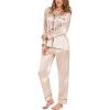 imageCUPSHE Womens Satin Silk Pajama Set Soft Pjs Sleepwear Short Sleeve Top with Long Pajama Pant SetBchampagne