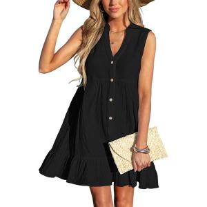 imageCUPSHE Women Swimsuit Coverup 100 Cotton Ruffle Hem Beach Cover Up DressesBlack
