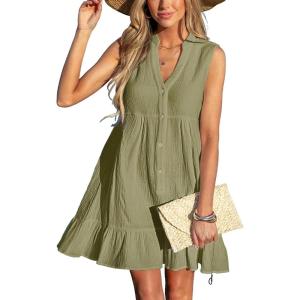 imageCUPSHE Women Swimsuit Coverup 100 Cotton Ruffle Hem Beach Cover Up DressesOlive Green