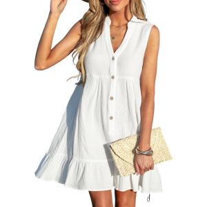 imageCUPSHE Women Swimsuit Coverup 100 Cotton Ruffle Hem Beach Cover Up DressesWhite
