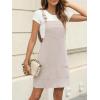 imageCUPSHE Women Corduroy Summer Dress Front Bib Pocket Square Neck Wide Strap Casual Overall Holiday Vacation Fall Mini DressApricot