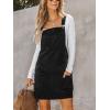 imageCUPSHE Women Corduroy Summer Dress Front Bib Pocket Square Neck Wide Strap Casual Overall Holiday Vacation Fall Mini DressBlack