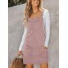 imageCUPSHE Women Corduroy Summer Dress Front Bib Pocket Square Neck Wide Strap Casual Overall Holiday Vacation Fall Mini DressLight Purple