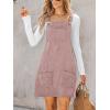 imageCUPSHE Women Corduroy Summer Dress Front Bib Pocket Square Neck Wide Strap Casual Overall Holiday Vacation Fall Mini DressLight Purple