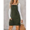 imageCUPSHE Women Corduroy Summer Dress Front Bib Pocket Square Neck Wide Strap Casual Overall Holiday Vacation Fall Mini DressOlive Green