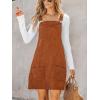 imageCUPSHE Women Corduroy Summer Dress Front Bib Pocket Square Neck Wide Strap Casual Overall Holiday Vacation Fall Mini DressOrange