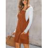 imageCUPSHE Women Corduroy Summer Dress Front Bib Pocket Square Neck Wide Strap Casual Overall Holiday Vacation Fall Mini DressOrange