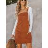 imageCUPSHE Women Corduroy Summer Dress Front Bib Pocket Square Neck Wide Strap Casual Overall Holiday Vacation Fall Mini DressOrange