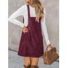imageCUPSHE Women Corduroy Summer Dress Front Bib Pocket Square Neck Wide Strap Casual Overall Holiday Vacation Fall Mini DressWine Red