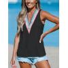 imageCUPSHE Women Eyelet Tops V Neck Embroidered Jersey Tank Lace Cutout Blouses Tee Sleeveless Shirt CasualBlack