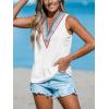 imageCUPSHE Women Eyelet Tops V Neck Embroidered Jersey Tank Lace Cutout Blouses Tee Sleeveless Shirt CasualWhite