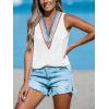 imageCUPSHE Women Eyelet Tops V Neck Embroidered Jersey Tank Lace Cutout Blouses Tee Sleeveless Shirt CasualWhite