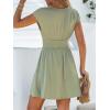 imageCUPSHE Women Mini Dress Smocked Dress Cap Sleeve A line Sundress Flowy Dresses Trendy Vacation OutfitsDark Green