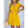 imageCUPSHE Women Mini Dress Smocked Dress Cap Sleeve A line Sundress Flowy Dresses Trendy Vacation OutfitsYellow
