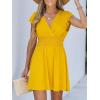 imageCUPSHE Women Mini Dress Smocked Dress Cap Sleeve A line Sundress Flowy Dresses Trendy Vacation OutfitsYellow