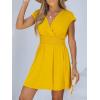 imageCUPSHE Women Mini Dress Smocked Dress Cap Sleeve A line Sundress Flowy Dresses Trendy Vacation OutfitsYellow