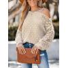 imageCUPSHE Womens 2024 Fall Crochet Sweater Off The Shoulder Hollow Out Pullover Sweater Jumper TopBeige