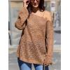 imageCUPSHE Womens 2024 Fall Crochet Sweater Off The Shoulder Hollow Out Pullover Sweater Jumper TopCoffee