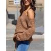 imageCUPSHE Womens 2024 Fall Crochet Sweater Off The Shoulder Hollow Out Pullover Sweater Jumper TopCoffee