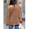 imageCUPSHE Womens 2024 Fall Crochet Sweater Off The Shoulder Hollow Out Pullover Sweater Jumper TopCoffee