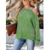 imageCUPSHE Womens 2024 Fall Crochet Sweater Off The Shoulder Hollow Out Pullover Sweater Jumper TopGreen