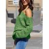 imageCUPSHE Womens 2024 Fall Crochet Sweater Off The Shoulder Hollow Out Pullover Sweater Jumper TopGreen