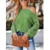 imageCUPSHE Womens 2024 Fall Crochet Sweater Off The Shoulder Hollow Out Pullover Sweater Jumper TopGreen