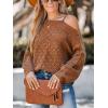 imageCUPSHE Womens 2024 Fall Crochet Sweater Off The Shoulder Hollow Out Pullover Sweater Jumper TopOrange