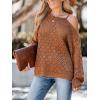 imageCUPSHE Womens 2024 Fall Crochet Sweater Off The Shoulder Hollow Out Pullover Sweater Jumper TopOrange