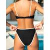 imageCUPSHE Womens Bikini Sets Two Piece Swimsuit High Waisted Square Neck Back Hook Color Block Cheeky BottomBlackBeige