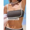 imageCUPSHE Womens Bikini Sets Two Piece Swimsuit High Waisted Square Neck Back Hook Color Block Cheeky BottomDark BrownWhite