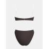 imageCUPSHE Womens Bikini Sets Two Piece Swimsuit High Waisted Square Neck Back Hook Color Block Cheeky BottomDark BrownWhite