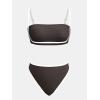 imageCUPSHE Womens Bikini Sets Two Piece Swimsuit High Waisted Square Neck Back Hook Color Block Cheeky BottomDark BrownWhite