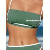 imageCUPSHE Womens Bikini Sets Two Piece Swimsuit High Waisted Square Neck Back Hook Color Block Cheeky BottomGreenWhite