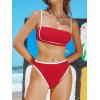 imageCUPSHE Womens Bikini Sets Two Piece Swimsuit High Waisted Square Neck Back Hook Color Block Cheeky BottomRedWhite