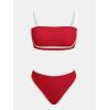imageCUPSHE Womens Bikini Sets Two Piece Swimsuit High Waisted Square Neck Back Hook Color Block Cheeky BottomRedWhite