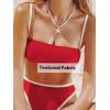 imageCUPSHE Womens Bikini Sets Two Piece Swimsuit High Waisted Square Neck Back Hook Color Block Cheeky BottomRedWhite