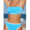 imageCUPSHE Womens Bikini Sets Two Piece Swimsuit High Waisted Square Neck Back Hook Color Block Cheeky BottomSky BlueWhite