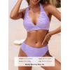 imageCUPSHE Womens Bikini Sets Two Piece Swimsuit Plunging Neck Halter Textured Cheeky High Cut Leg