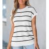 imageCUPSHE Womens Cap Sleeve Knit Sweater Top 2024 Striped Crew Neck Sweater Vest Casual Pullover TopsBlack Stripe