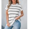 imageCUPSHE Womens Cap Sleeve Knit Sweater Top 2024 Striped Crew Neck Sweater Vest Casual Pullover TopsBlack Stripe