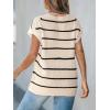 imageCUPSHE Womens Cap Sleeve Knit Sweater Top 2024 Striped Crew Neck Sweater Vest Casual Pullover TopsKhaki