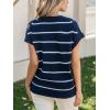 imageCUPSHE Womens Cap Sleeve Knit Sweater Top 2024 Striped Crew Neck Sweater Vest Casual Pullover TopsNavy