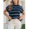 imageCUPSHE Womens Cap Sleeve Knit Sweater Top 2024 Striped Crew Neck Sweater Vest Casual Pullover TopsNavy