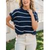 imageCUPSHE Womens Cap Sleeve Knit Sweater Top 2024 Striped Crew Neck Sweater Vest Casual Pullover TopsNavy