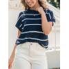 imageCUPSHE Womens Cap Sleeve Knit Sweater Top 2024 Striped Crew Neck Sweater Vest Casual Pullover TopsNavy
