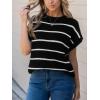 imageCUPSHE Womens Cap Sleeve Knit Sweater Top 2024 Striped Crew Neck Sweater Vest Casual Pullover TopsWhite Stripe